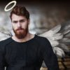 Мужчина с крыльями и нимбом. Какие есть красивые цитаты про совесть.